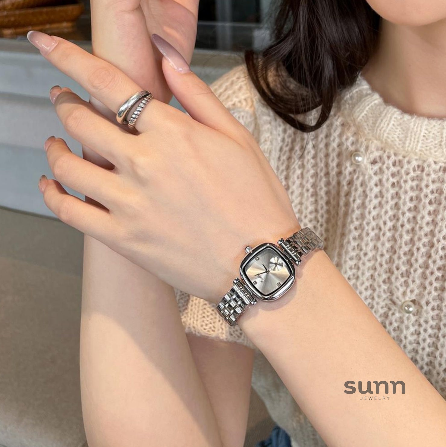 Sylvana Square Steel Watch [NV9WGBPJ]