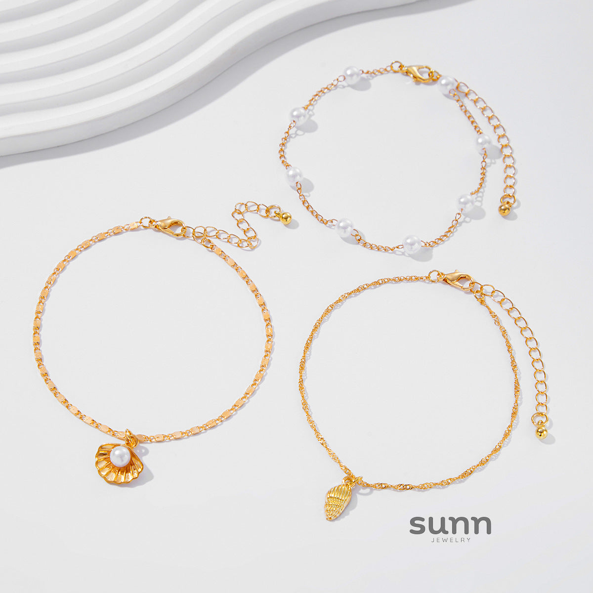 Syncere Pearl Shell Anklet [O1PIIFQH]