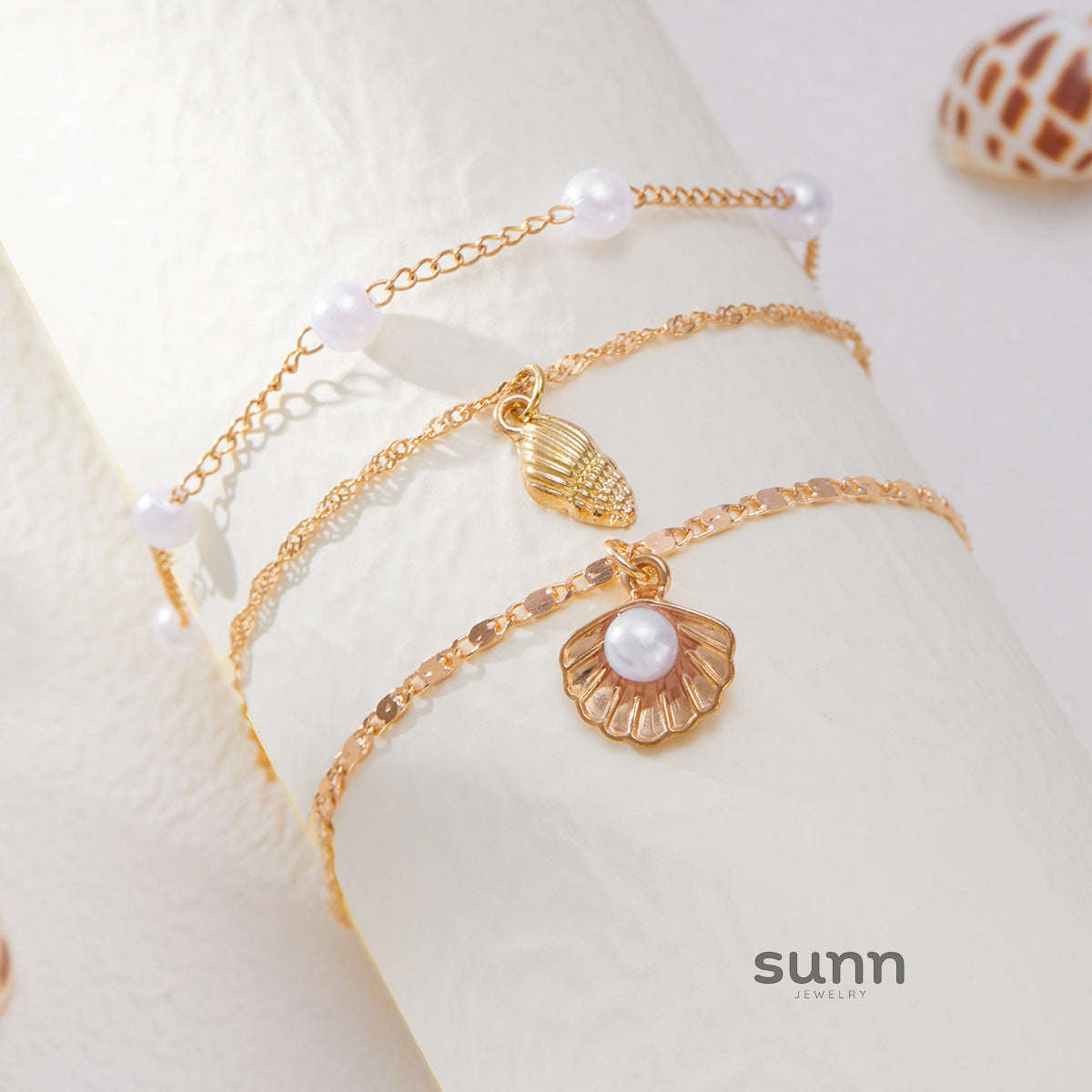 Syncere Pearl Shell Anklet [2BY5OFW2]
