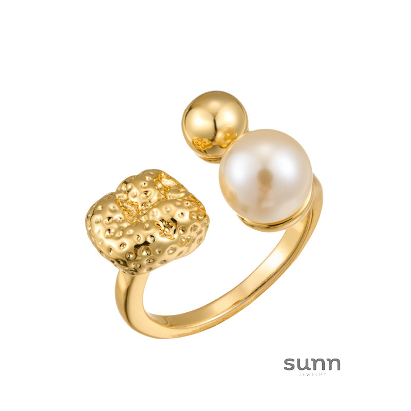 Syncere Textured Pearl Ring [URHQWOEM]