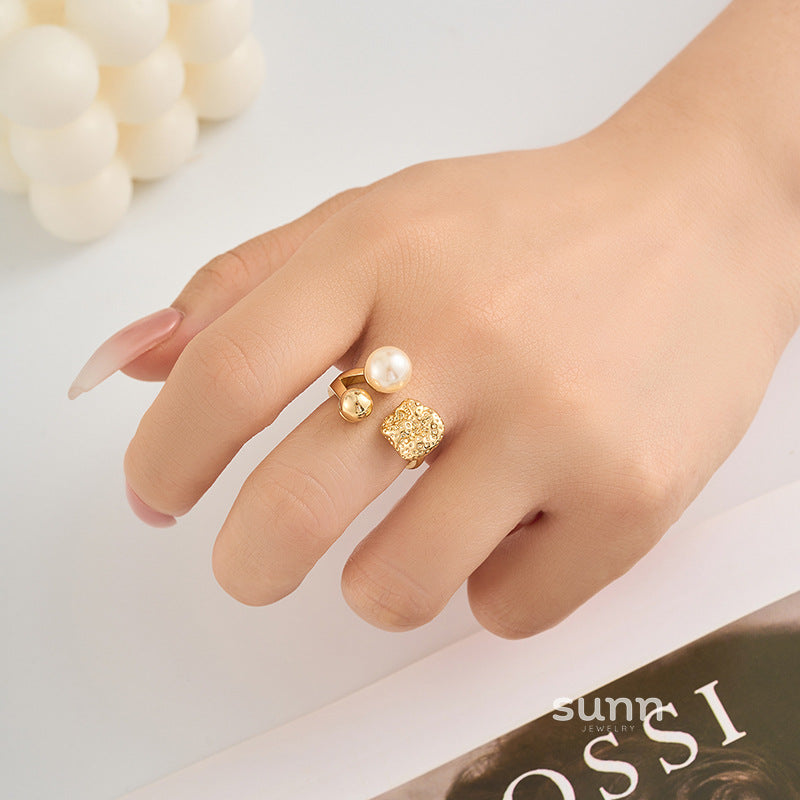 Syncere Textured Pearl Ring [R08IXKU0]