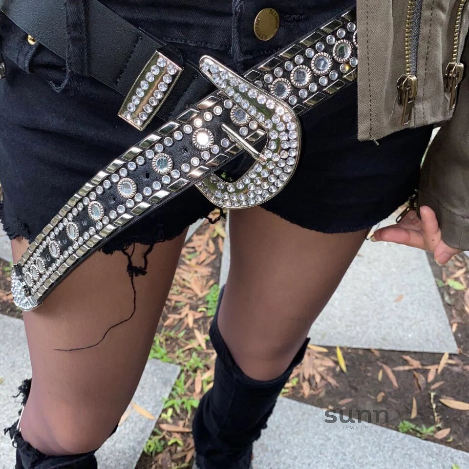 Taelyn Y2K Rhinestone Belt