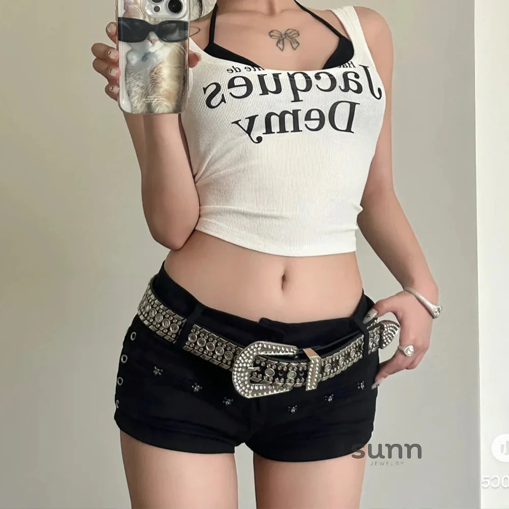 Taelyn Y2K Rhinestone Belt
