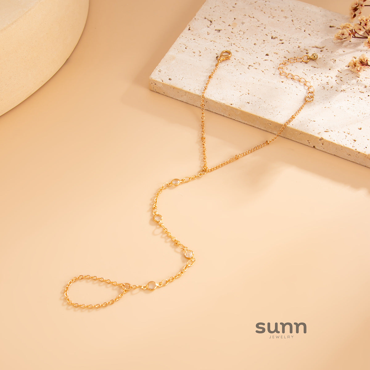 Tahiry Layered Rhinestone Hand Chain [E685RAMB]