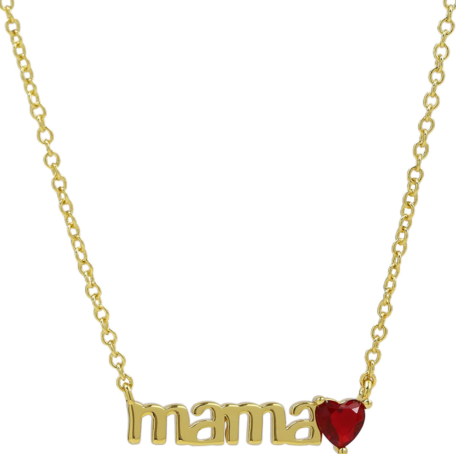 Takiyah Mama Pave Heart Necklace [KSI88CNO]