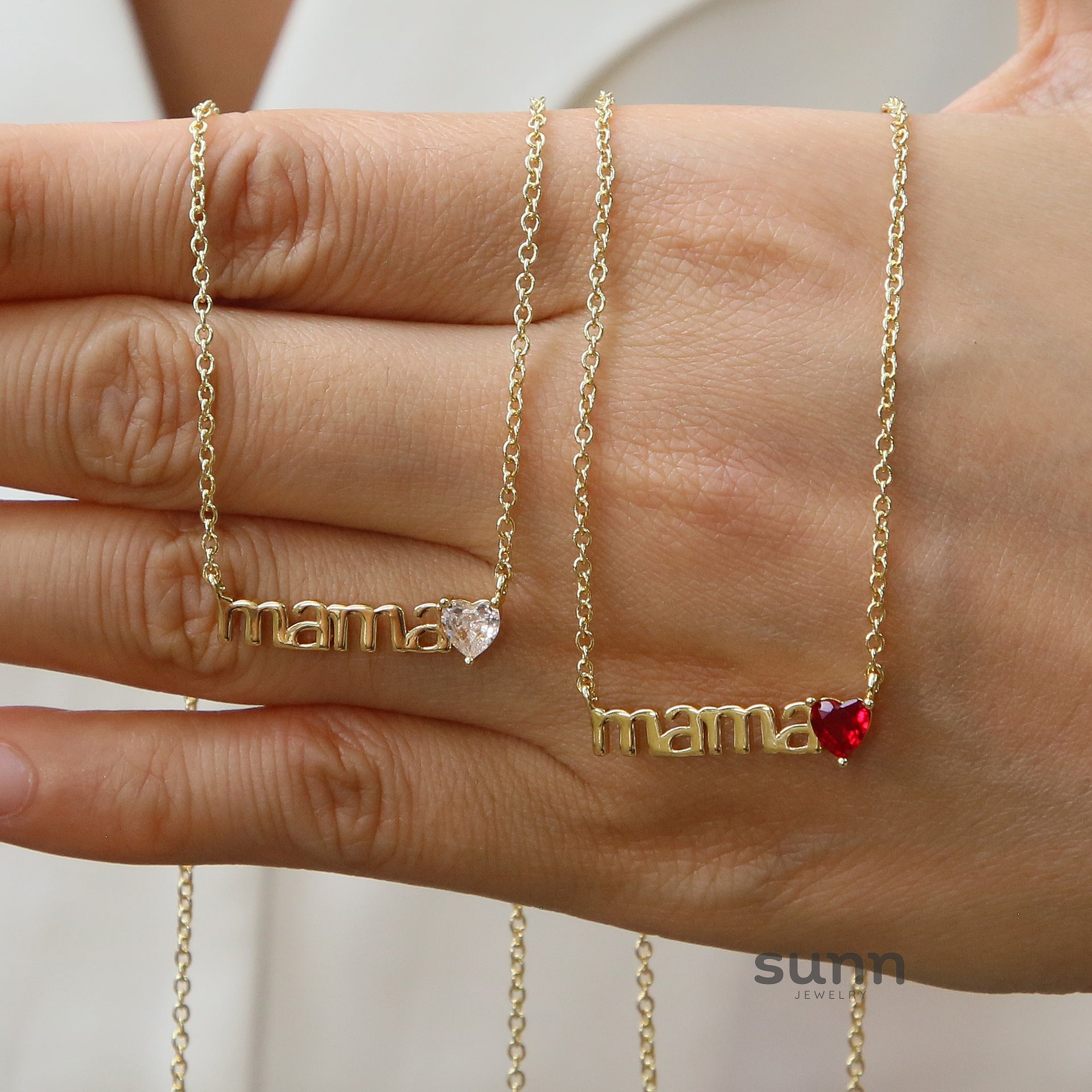Takiyah Mama Pave Heart Necklace [CMI1OFPZ]