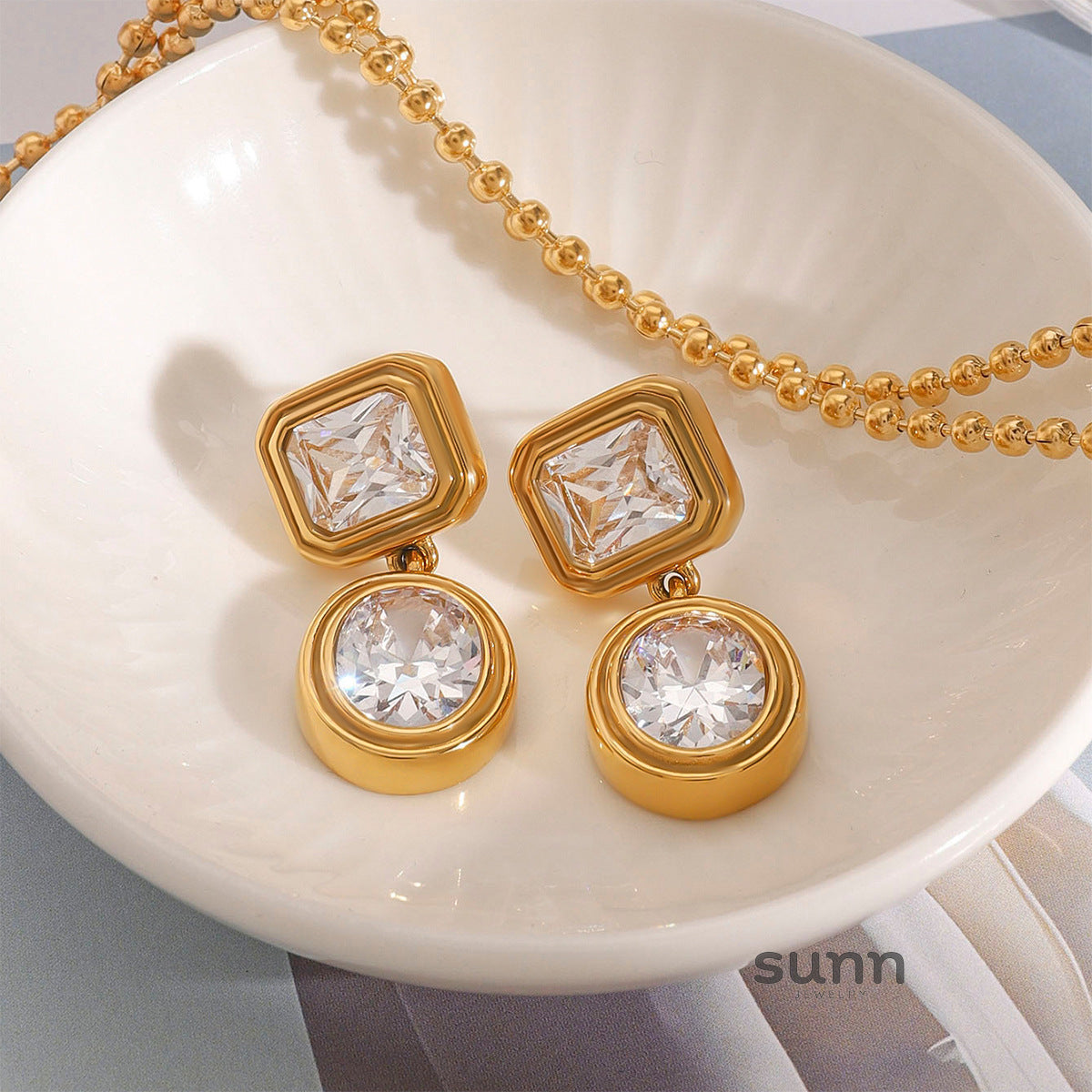 Tali Geometric Zircon Earrings [AVE7FBGA]