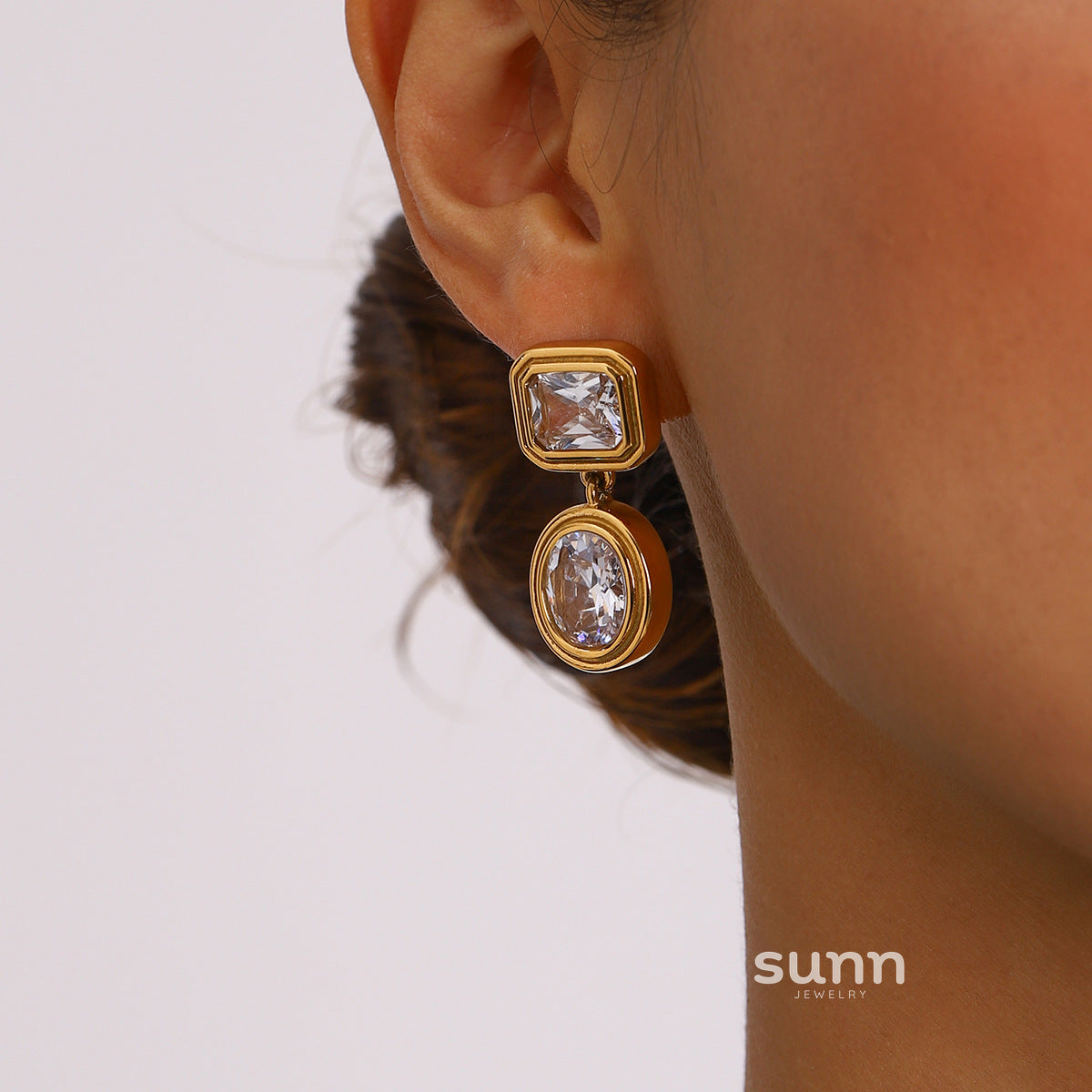 Tali Geometric Zircon Earrings [1ESHDVSM]