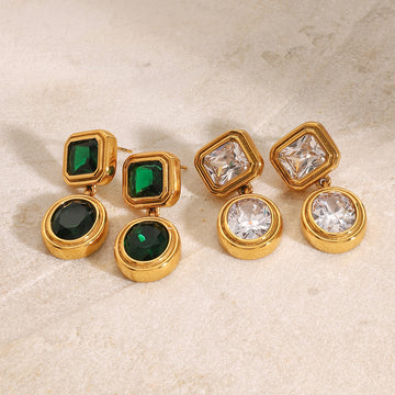 Tali Geometric Zircon Earrings [CYNF2MHL]