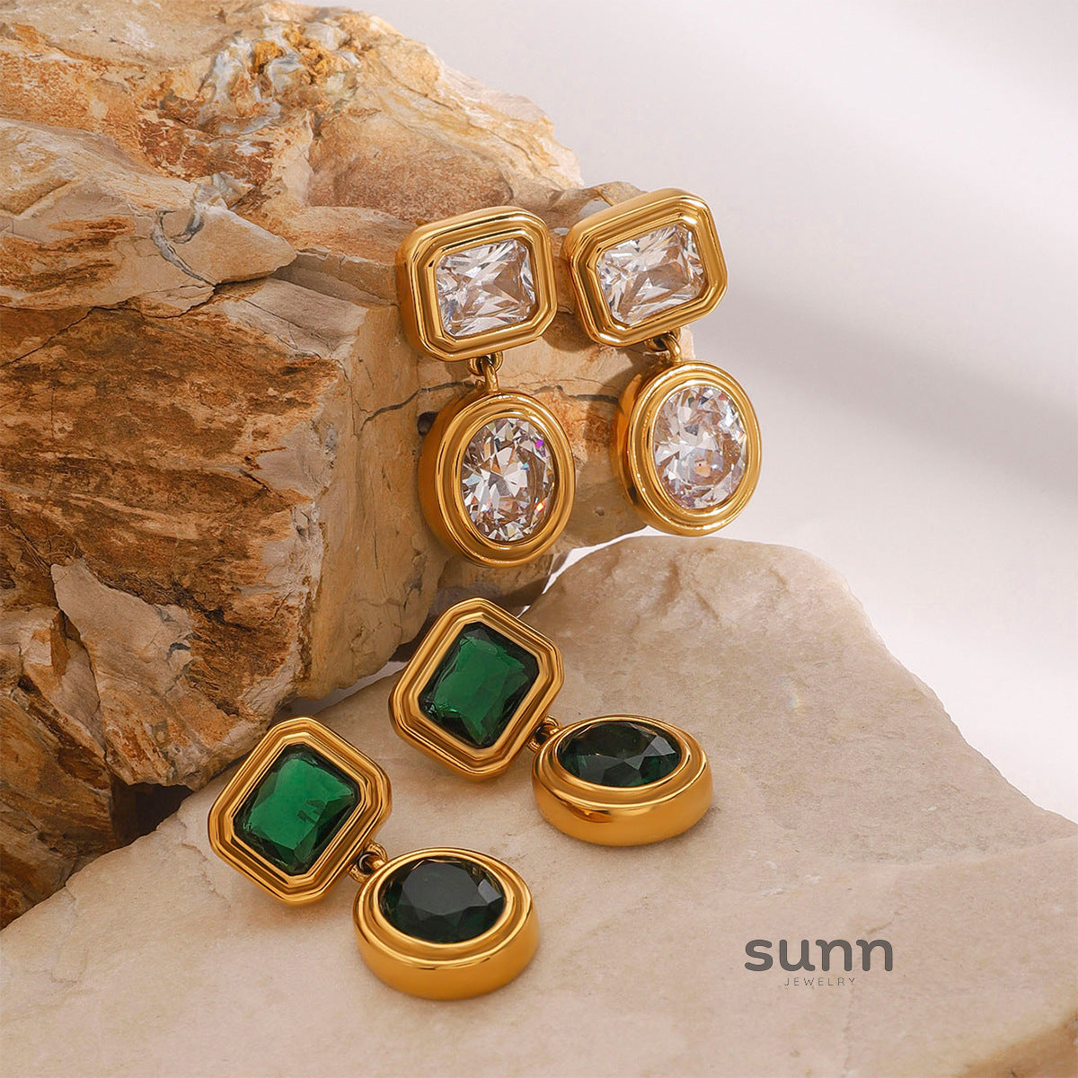 Tali Geometric Zircon Earrings [AYBVS57G]