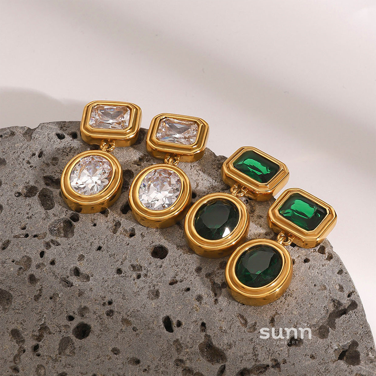 Tali Geometric Zircon Earrings [HNWO2BR1]
