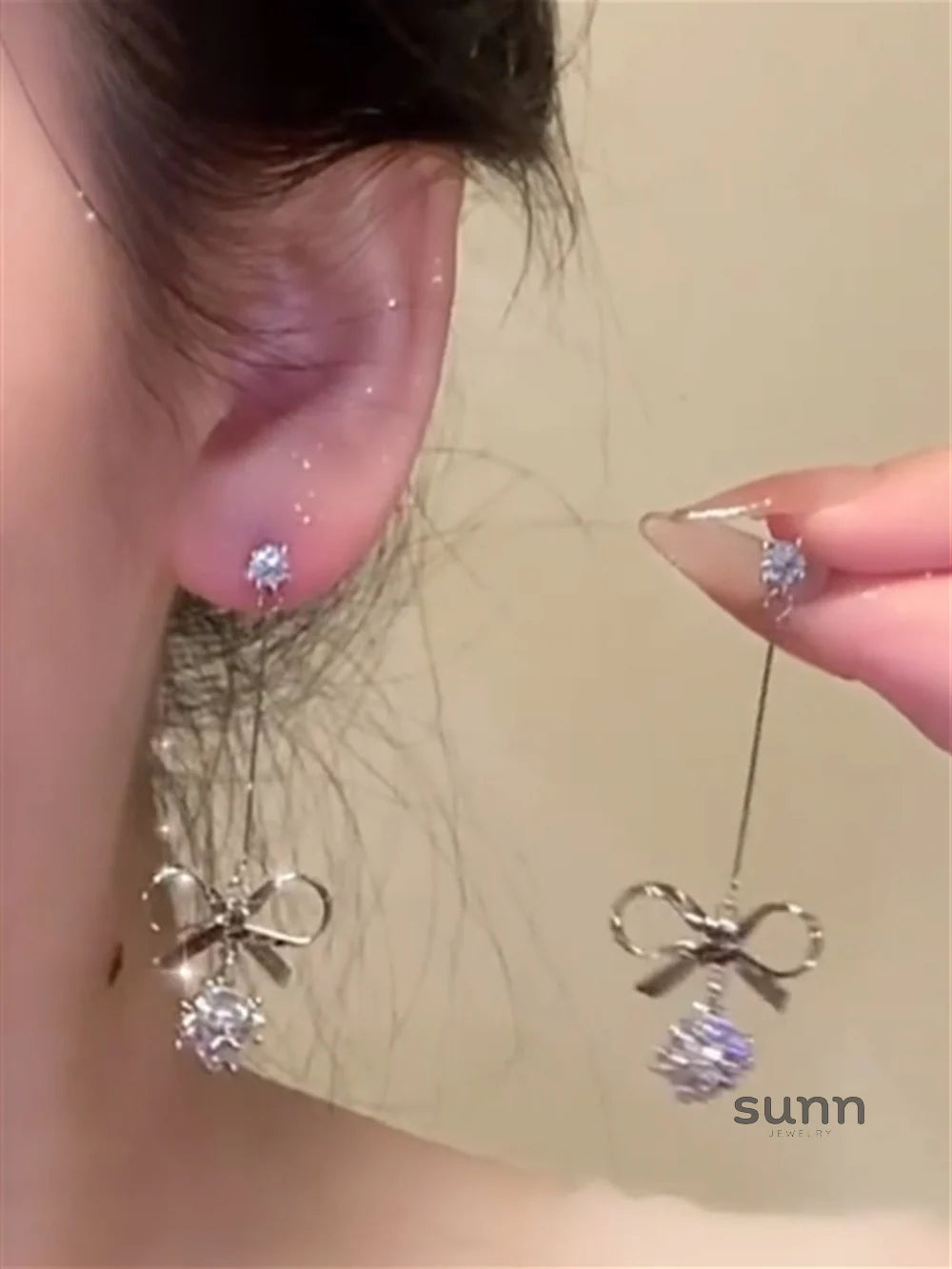 Tali Waterdrop Bow Dangle Earrings