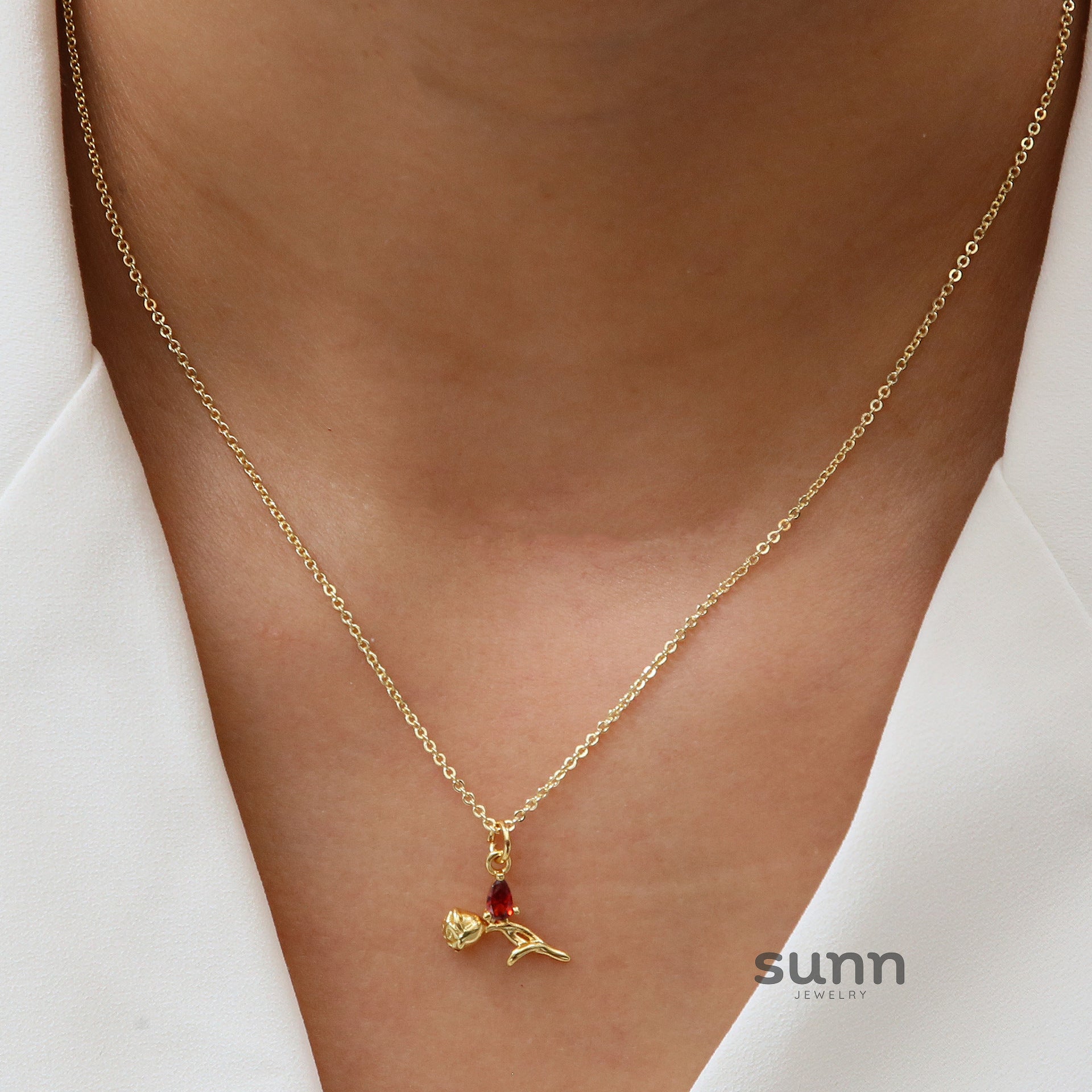 Taliyah Zircon Rose Pendant Necklace [7OK9DDO0]