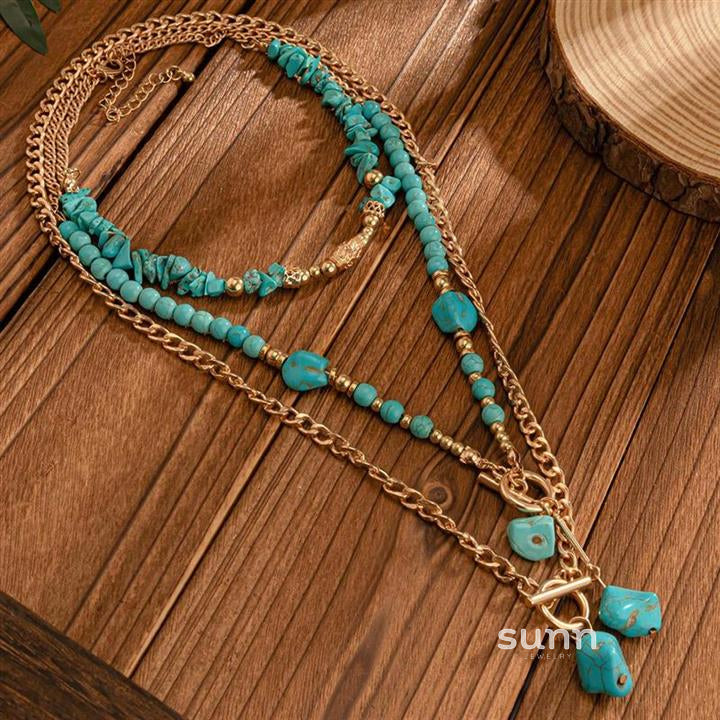 Tamara Layered Turquoise Necklace [TWO050GM]