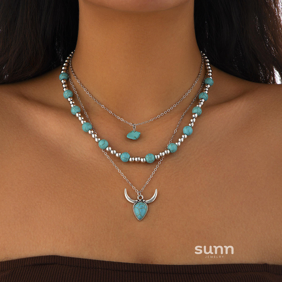 Tamara Layered Turquoise Necklace [H3DVHFVZ]