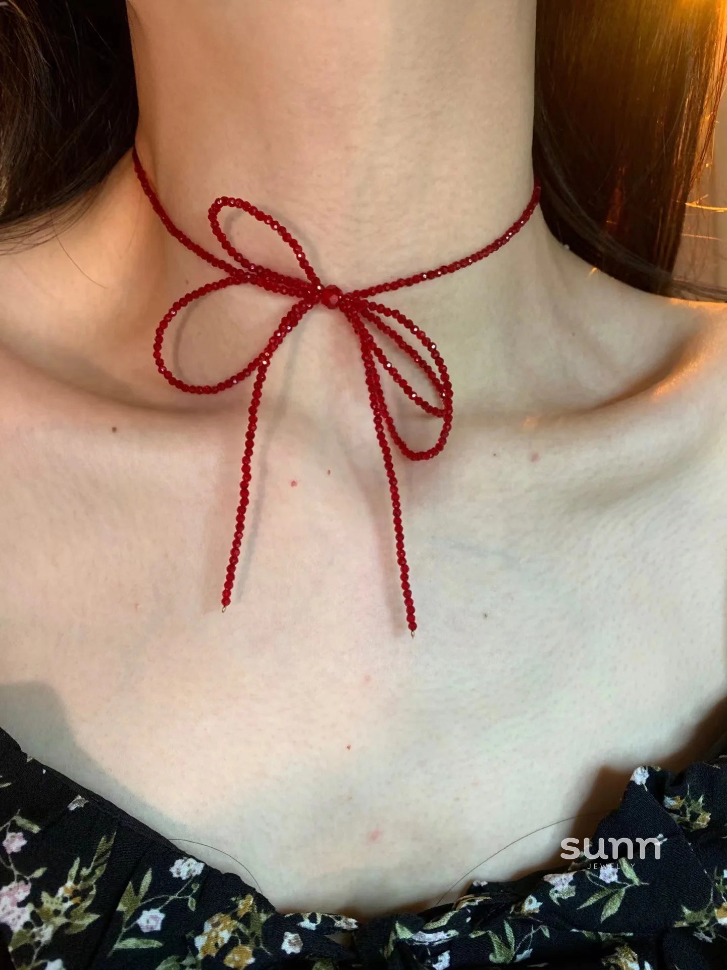 Tamira Crystal Bow Choker