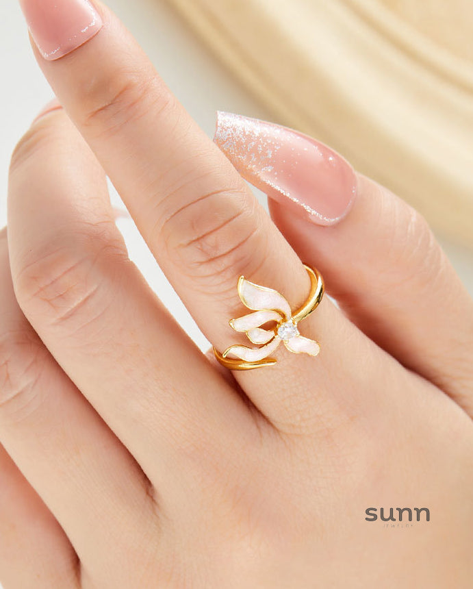 Tamsin Iris Enamel Open Ring [B0FHINEA]