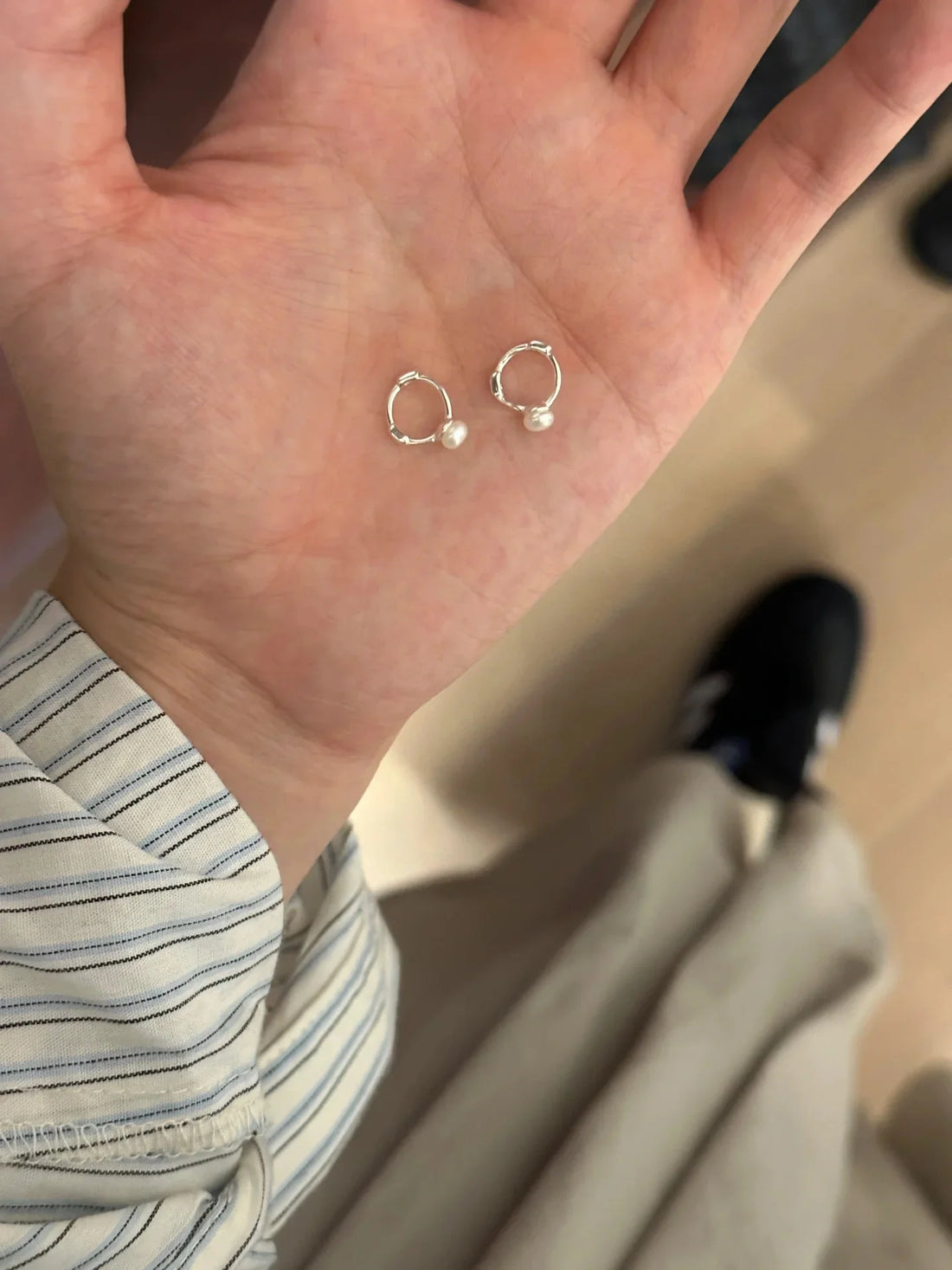 Tamya Dainty Pearl Hoop Earrings