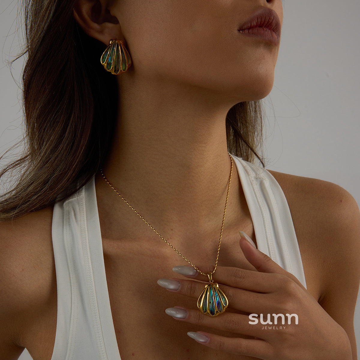 Tanishka Abalone Shell Jewelry Set [3UXTMCYM]
