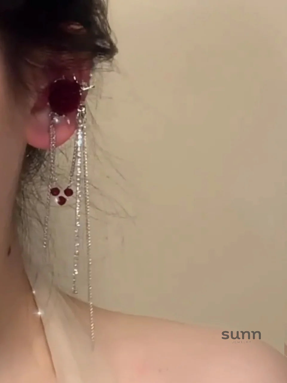 Taniya Flocked Rose Ear Cuff