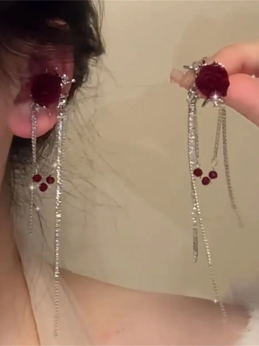 Taniya Flocked Rose Ear Cuff