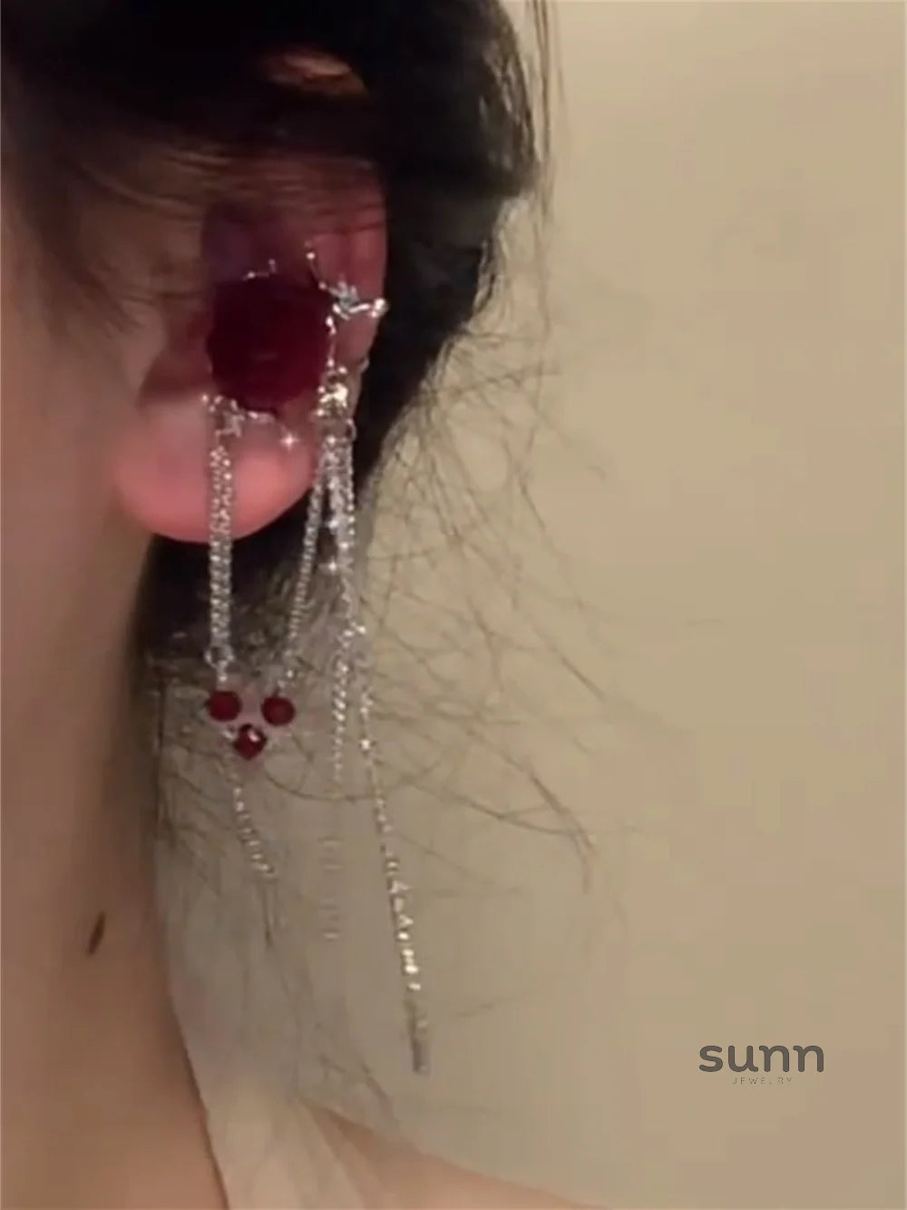 Taniya Flocked Rose Ear Cuff