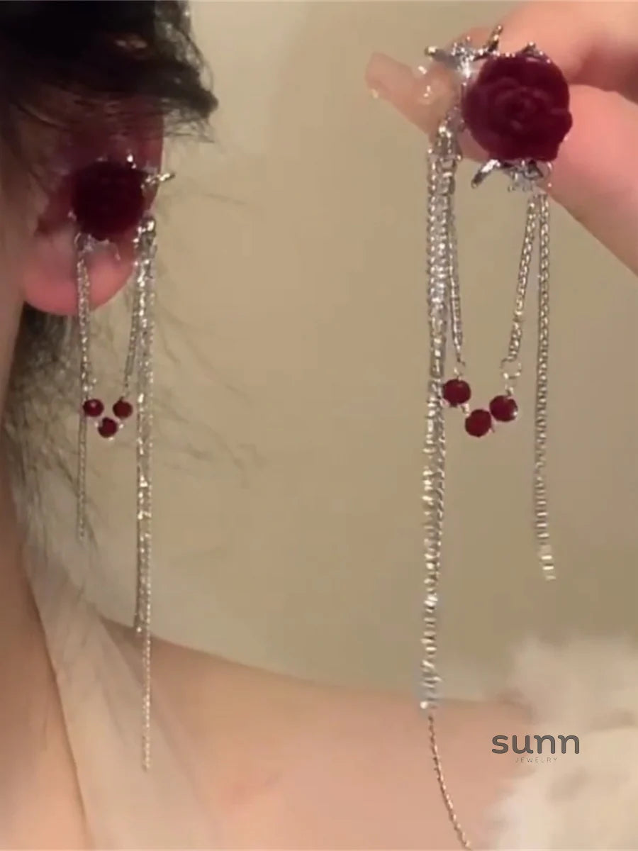 Taniya Flocked Rose Ear Cuff