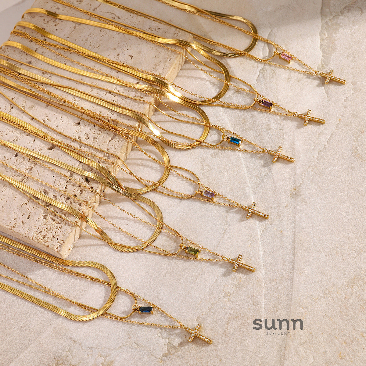 Taniya Layered Zircon Necklace [5TRHWHII]