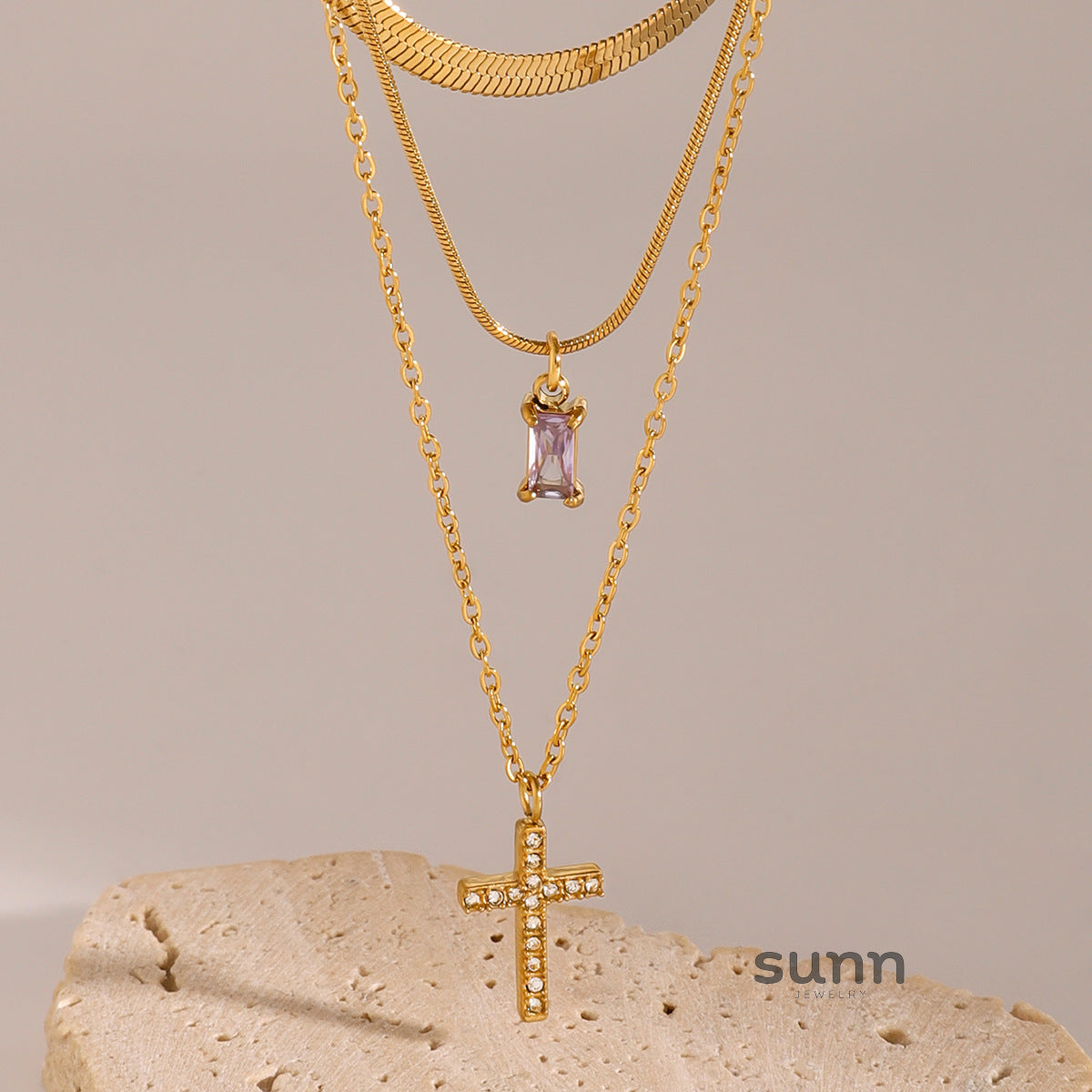 Taniya Layered Zircon Necklace [ZZK4LU29]