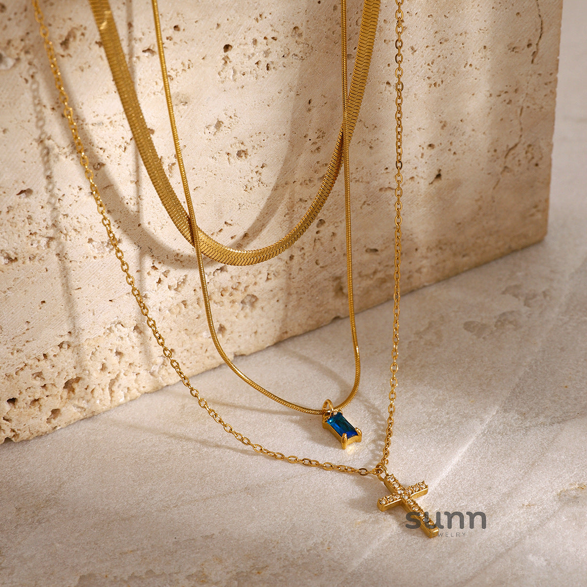 Taniya Layered Zircon Necklace [JS7P1H7E]