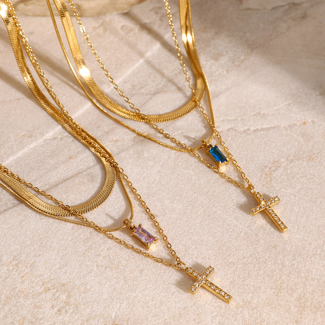 Taniya Layered Zircon Necklace [FDNN94SY]