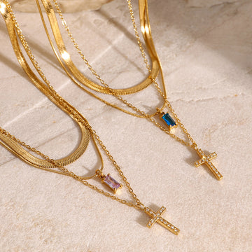 Taniya Layered Zircon Necklace [FDNN94SY]