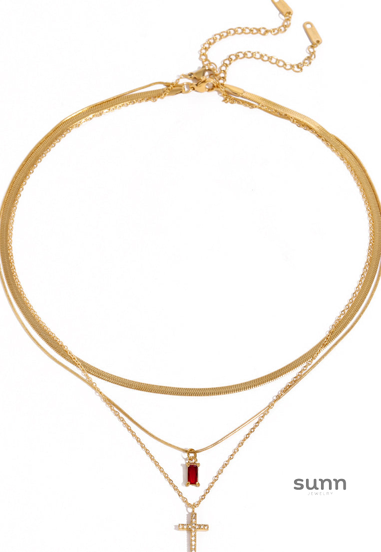 Taniya Layered Zircon Necklace [JRGBAXPC]