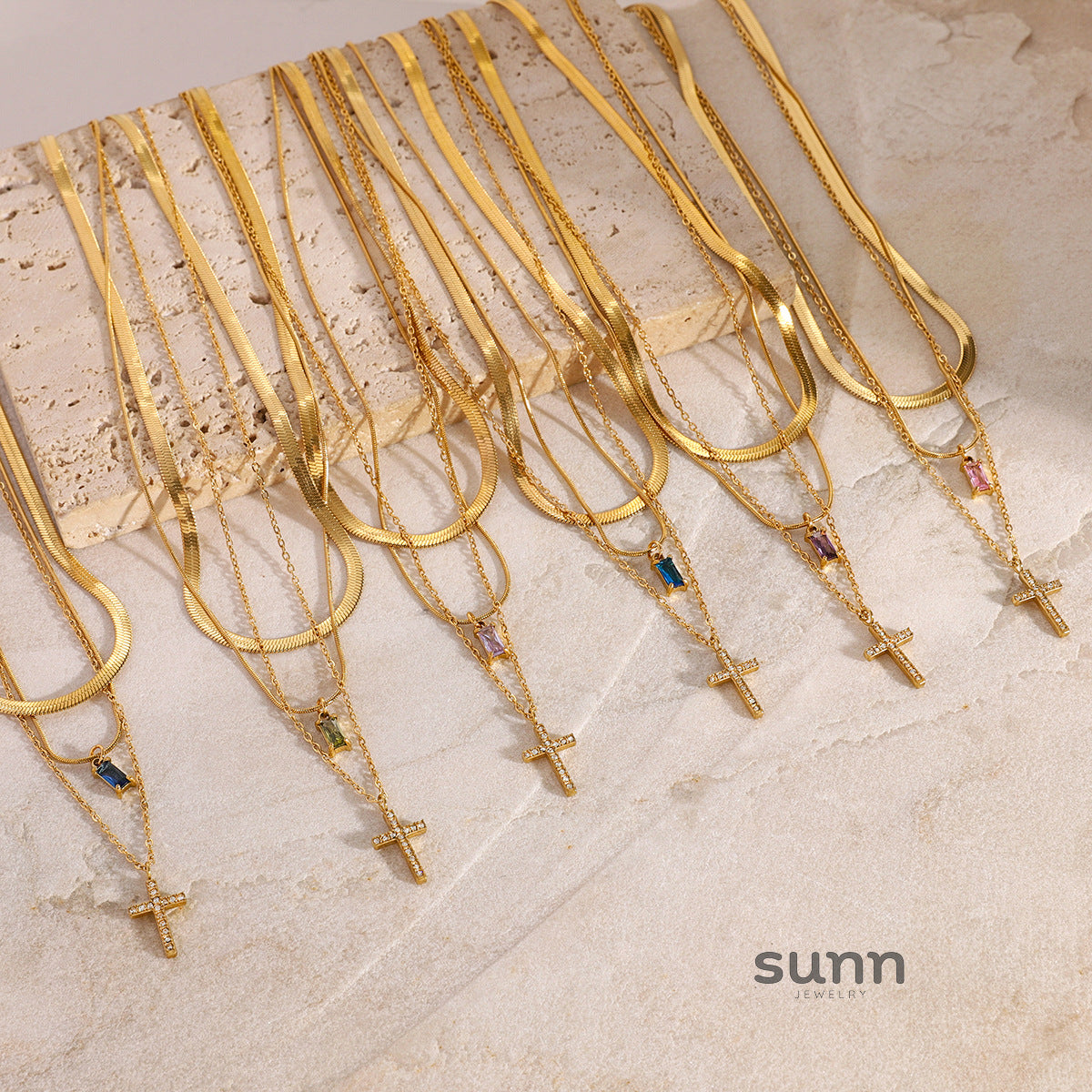 Taniya Layered Zircon Necklace [AMSCIB0Z]