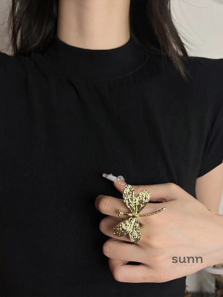 Taniyah Vintage Dragonfly Brooch Ring