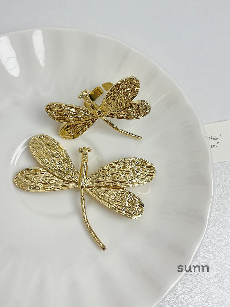Taniyah Vintage Dragonfly Brooch Ring