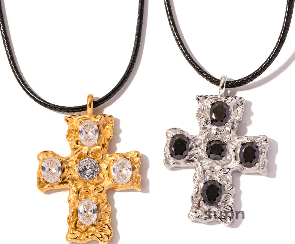 Tasha Hammered Zircon Necklace