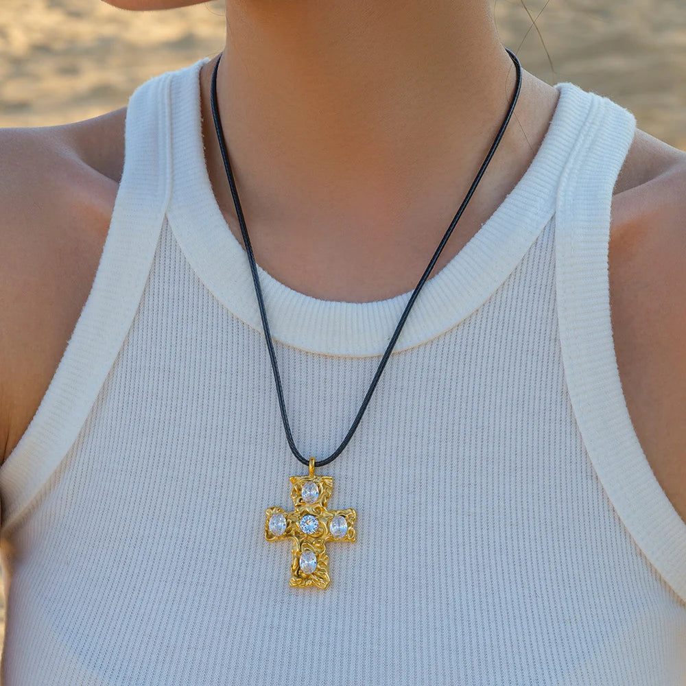 Tasha Hammered Zircon Necklace
