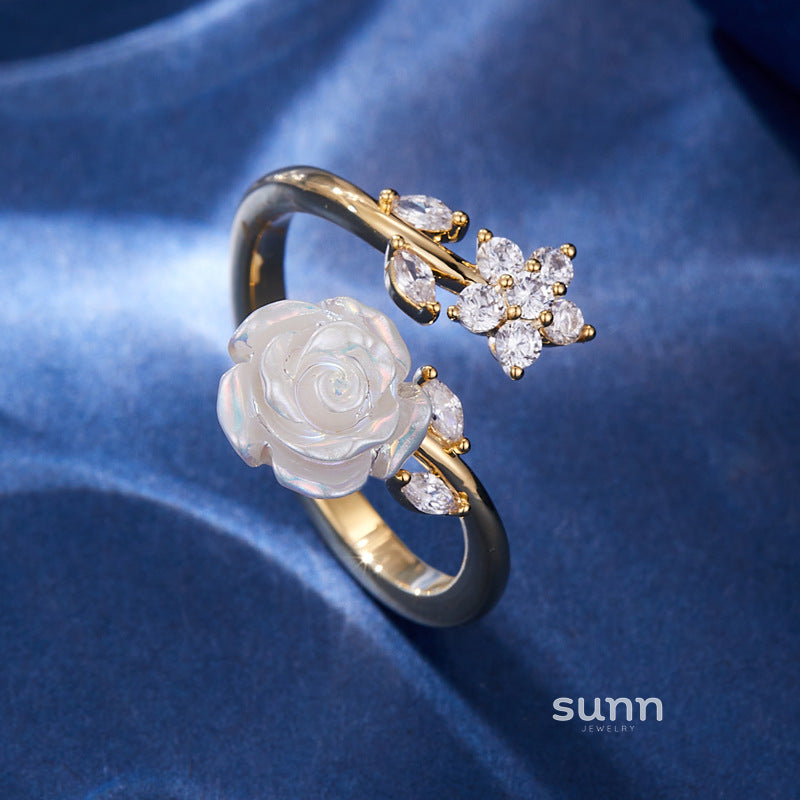 Tayler Shell Camellia Open Ring [U5HB5KGD]