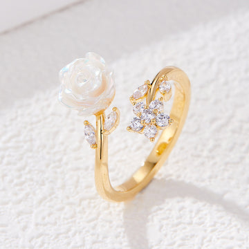 Tayler Shell Camellia Open Ring [B4CGFP9Y]