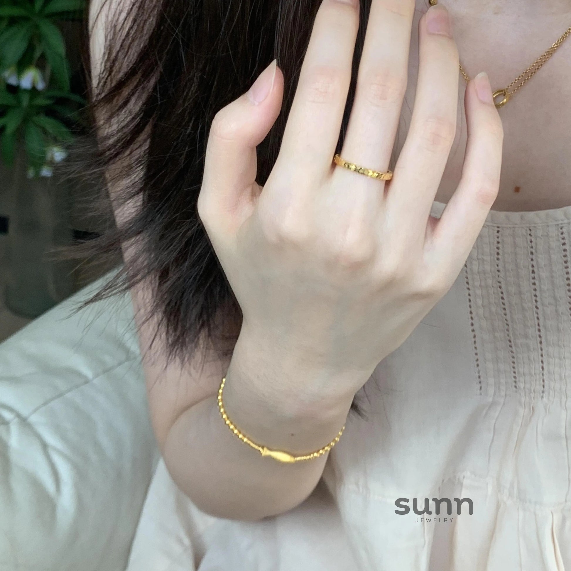 Teagen Gilded Crushed Ice Ring
