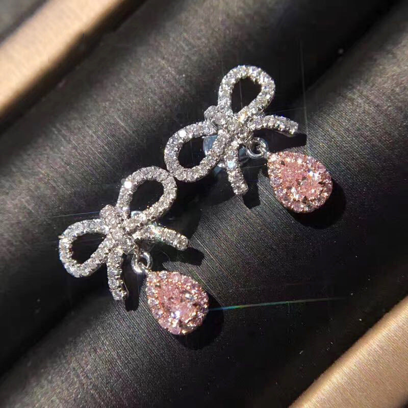 Teegan Bow Drop Diamond Earrings [ABV09WWI]