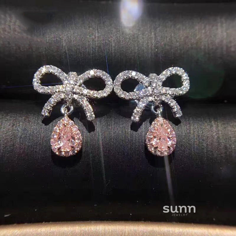 Teegan Bow Drop Diamond Earrings [ABV09WWI]