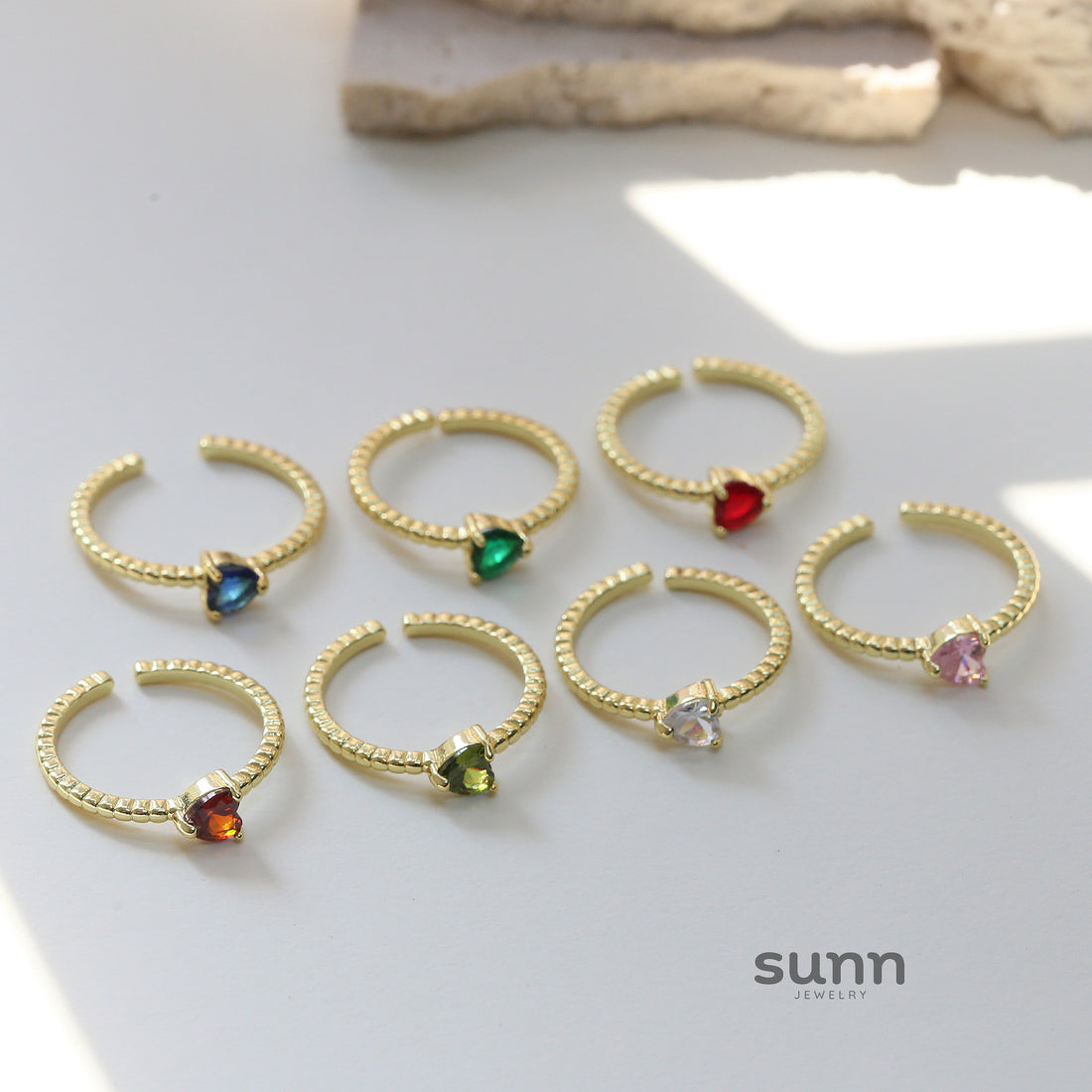 Teigan Heart Gemstone Open Ring [1HF5LC5A]