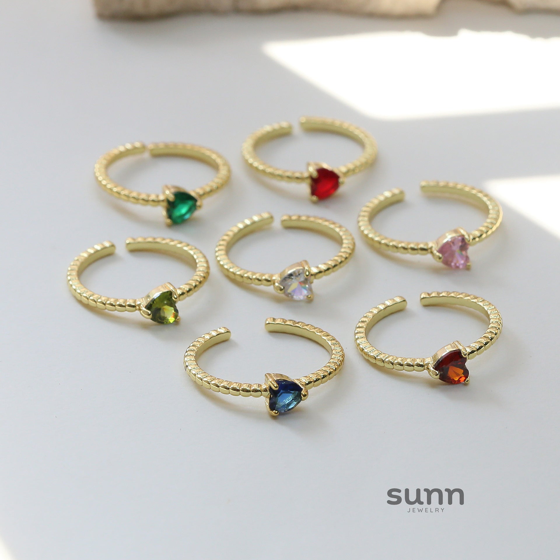 Teigan Heart Gemstone Open Ring [N1WUMJ8G]