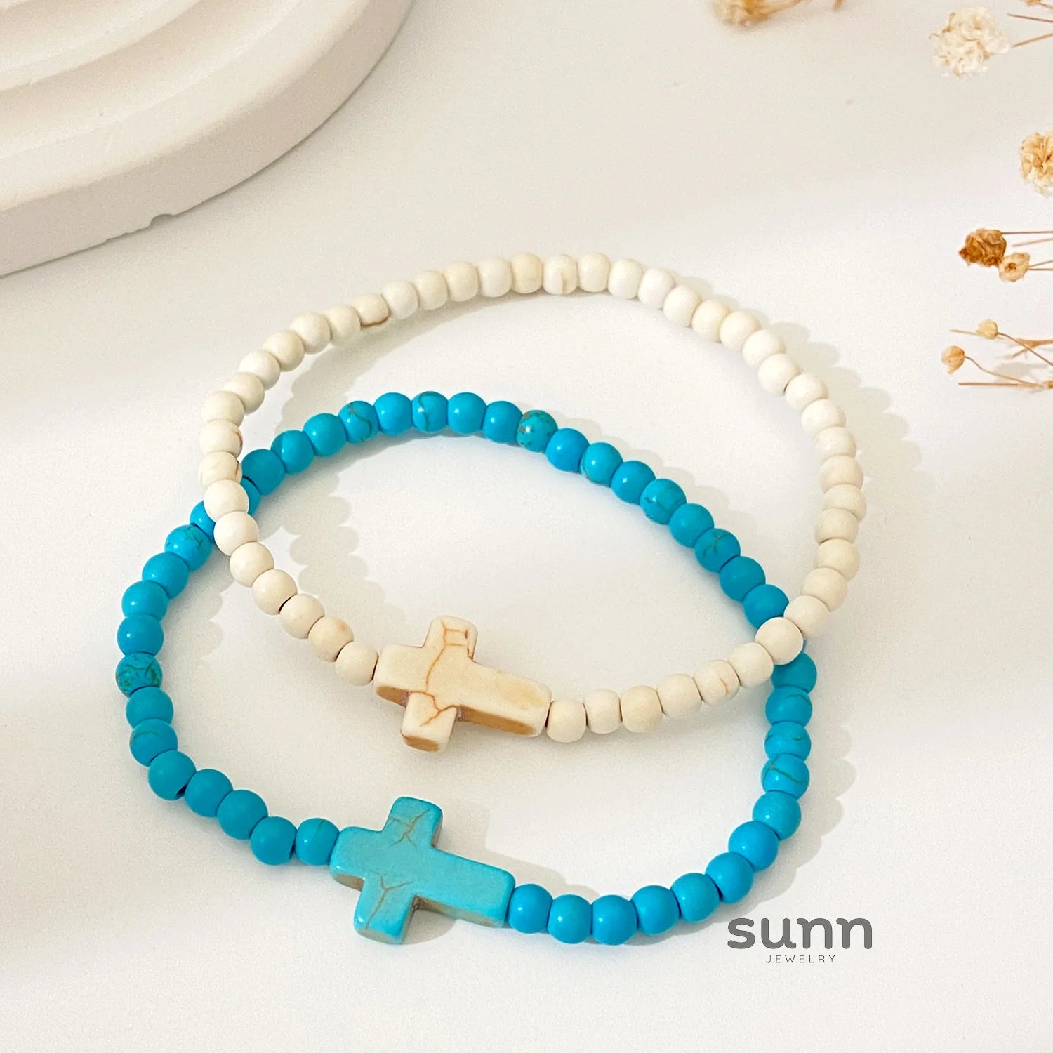 Temperance Stacked Cross Bead Bracelet