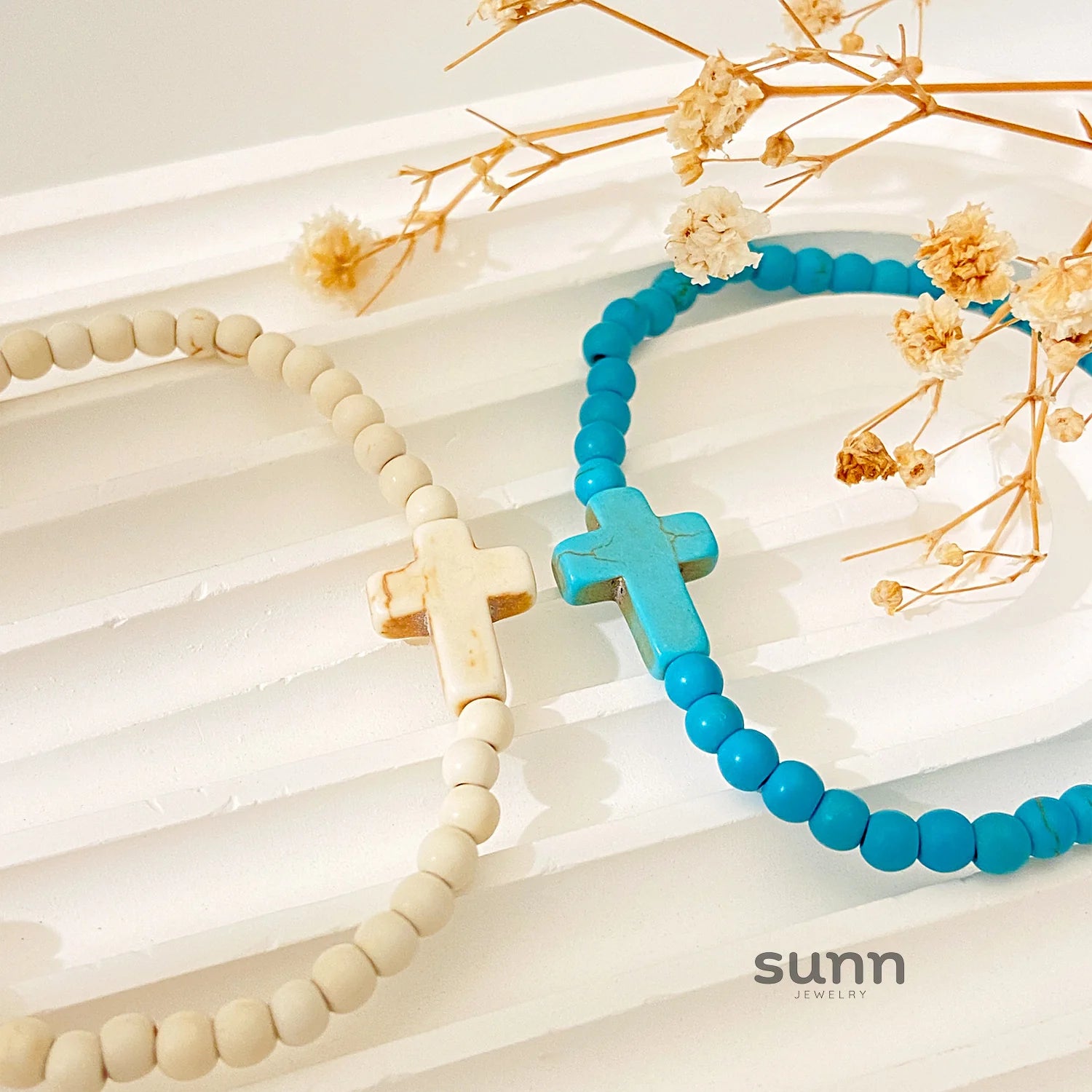Temperance Stacked Cross Bead Bracelet