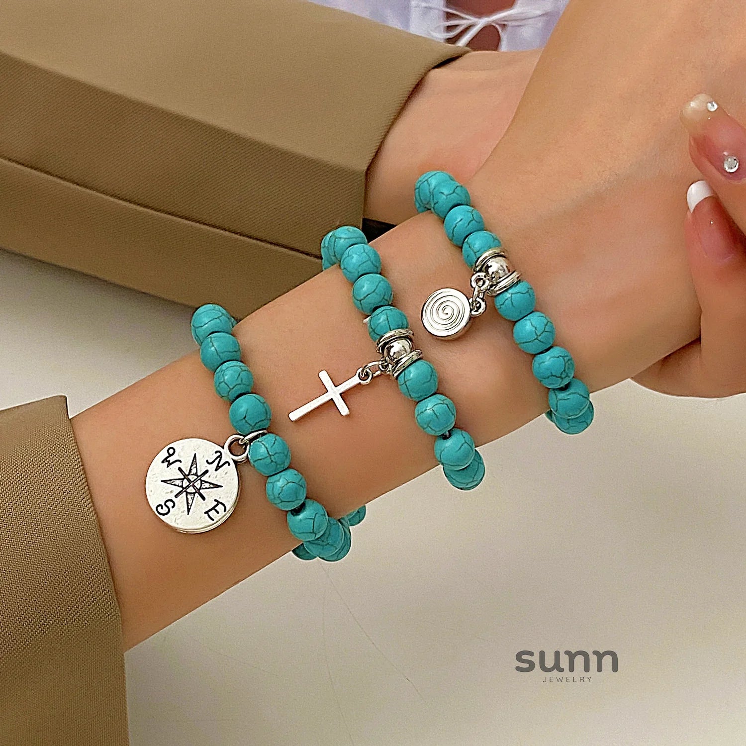 Temperance Stacked Cross Bead Bracelet