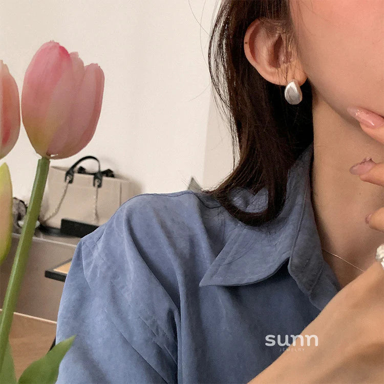 Teyanna Brushed Metal Stud Earrings