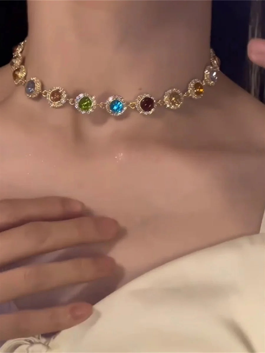 Teyanna Colorful Zircon Choker Necklace